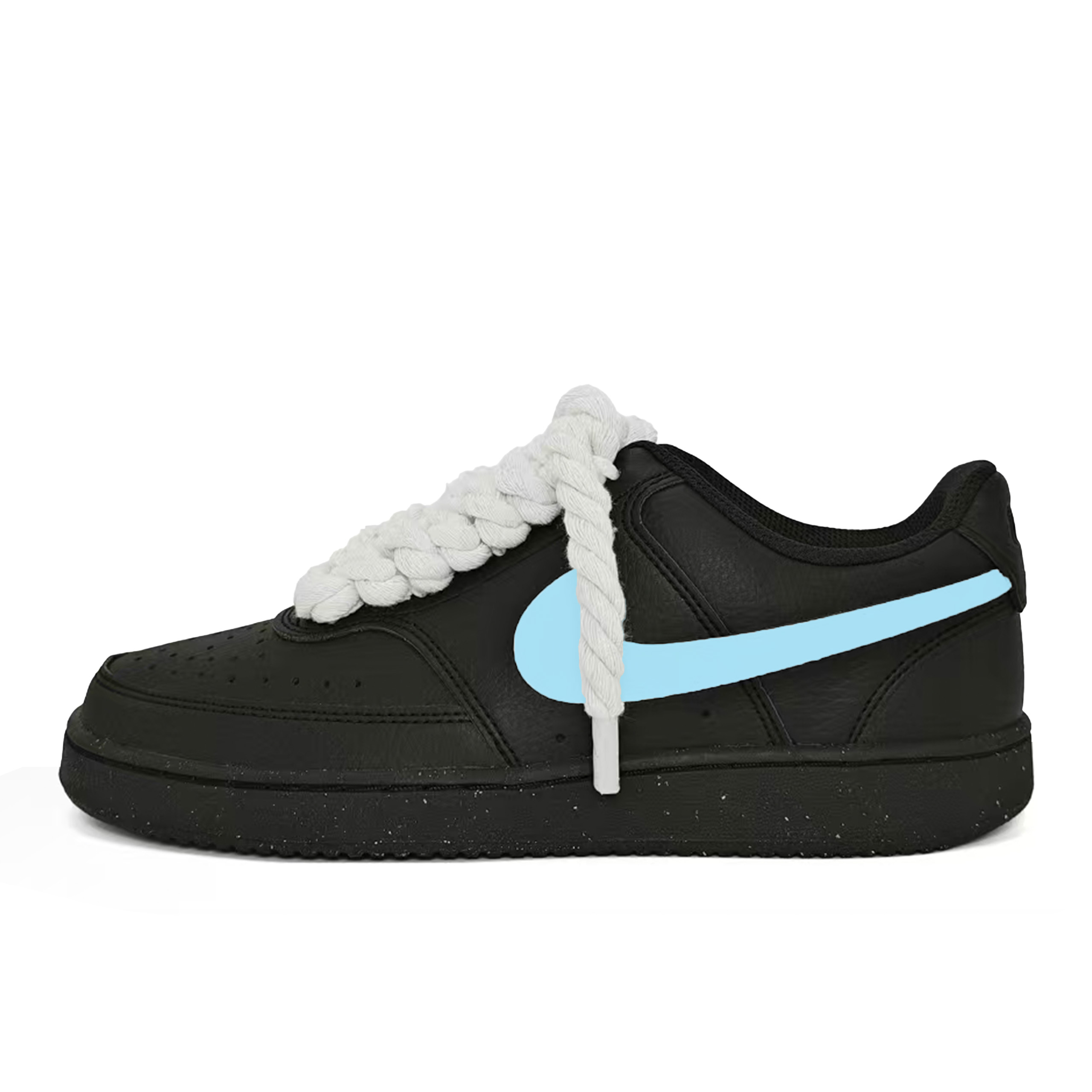 

Court Vision Low Blue Trace износостойкие и легкие низкие кроссовки для скейтбординга Unisex Nike, черный белый синий