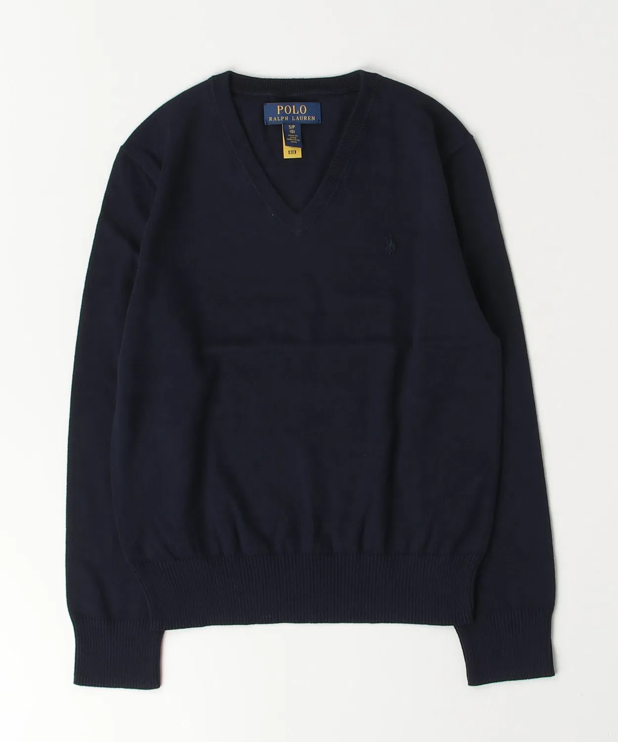 Свитер V-образным вырезом из хлопка Ralph Lauren, тёмно-синий — фото 3