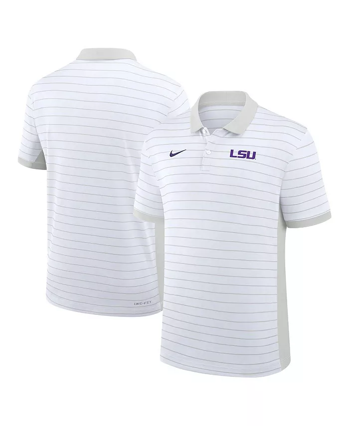 

Мужская белая поло с полосками победы LSU Tigers 2025 Early Season Coaches Sideline Performance Nike