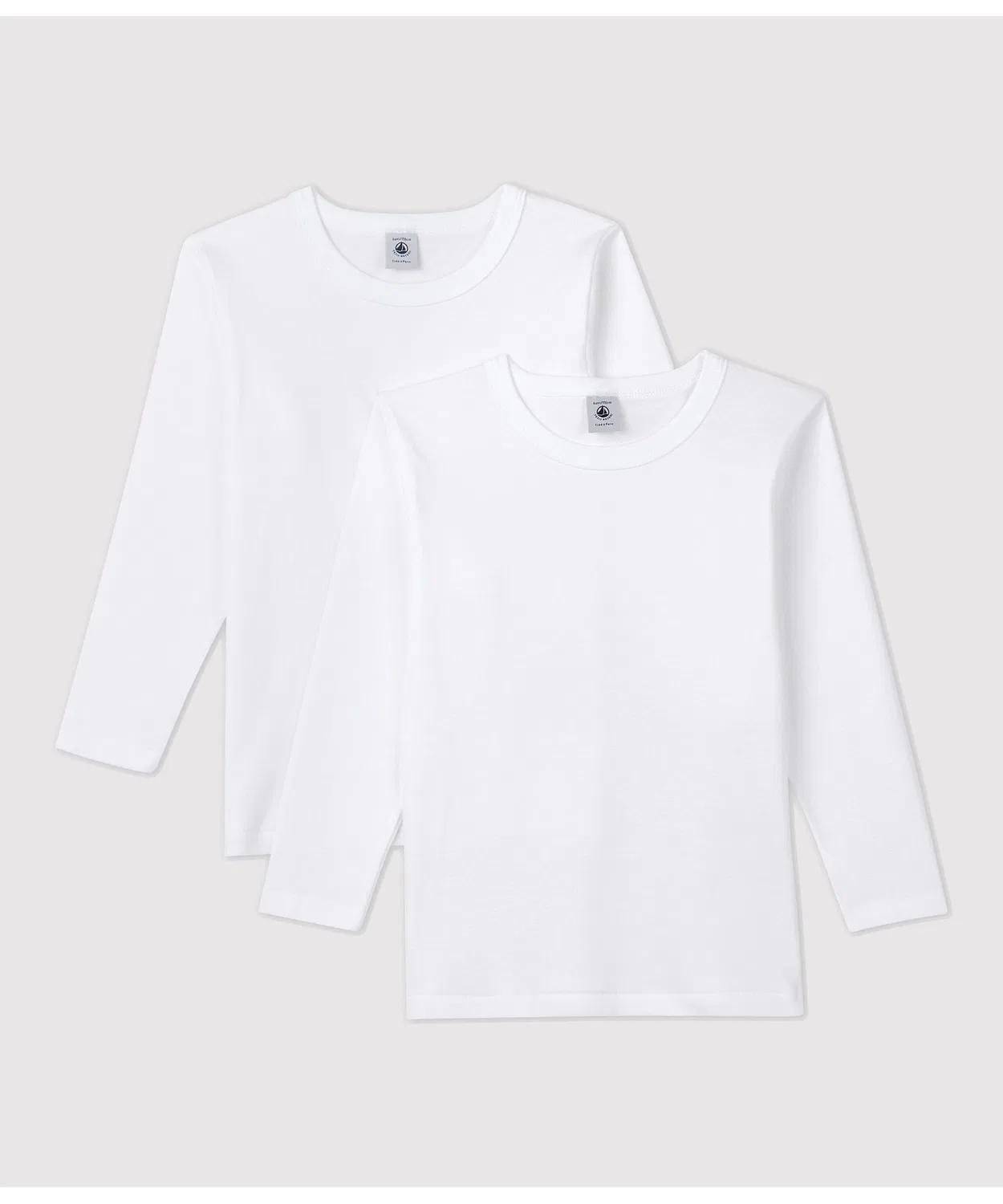 Футболка с длинным рукавом Petit Bateau 2 штуки белая