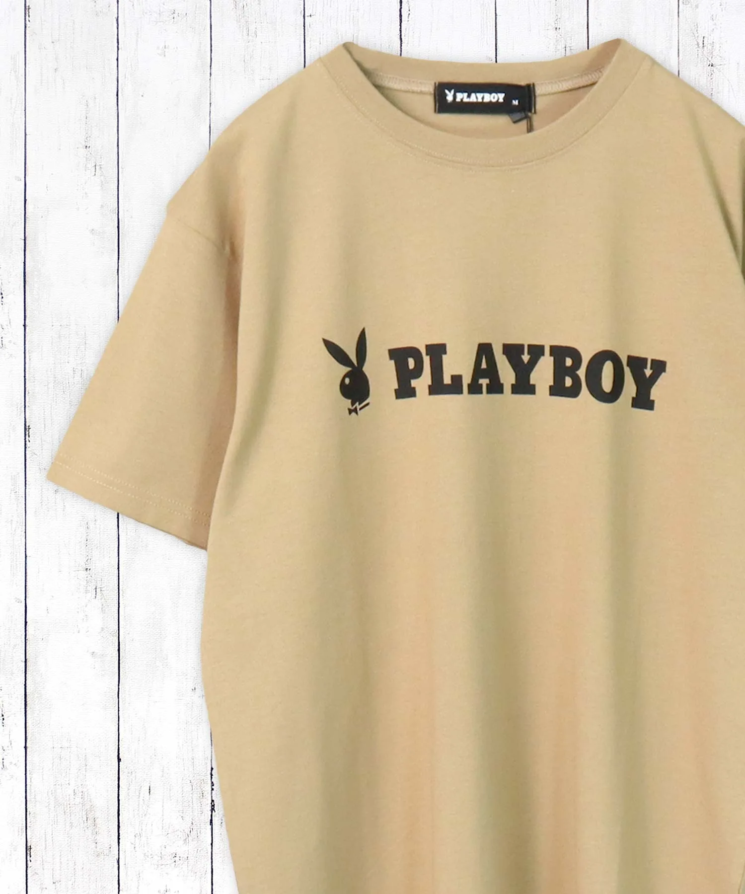 Детская футболка PLAYBOY из хлопка с логотипом бежевая