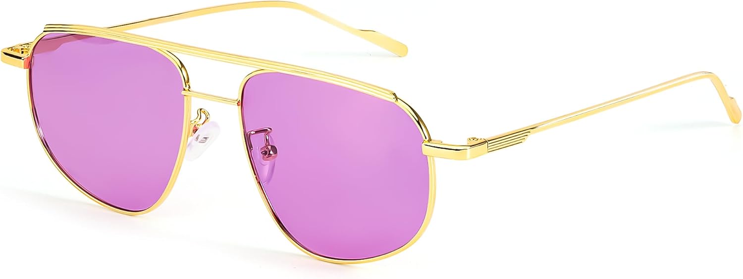 

Женские солнцезащитные очки-авиаторы SIPHEW - модные квадратные солнцезащитные очки с легким тонированием, двойной перемычкой и металлическими вставками, A01 Pink Aviator Sunglasses