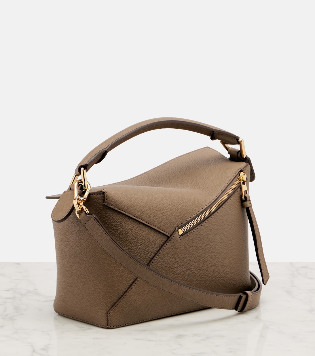 Пазл Маленькая кожаная сумка-тоут Loewe, серо-коричневый — фото 4