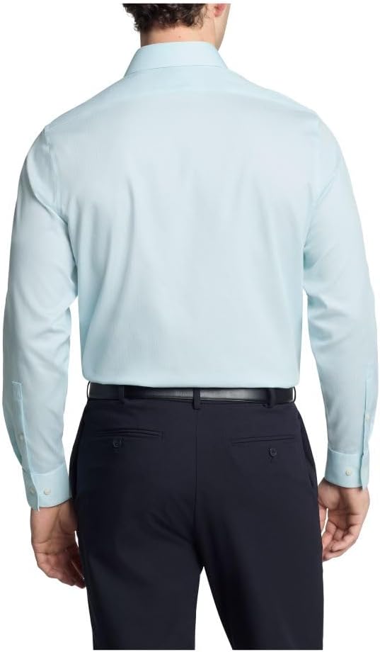 Мужская рубашка Calvin Klein, не требующая глажки, эластичная, приталенная, однотонная, Mint Julip — фото 2