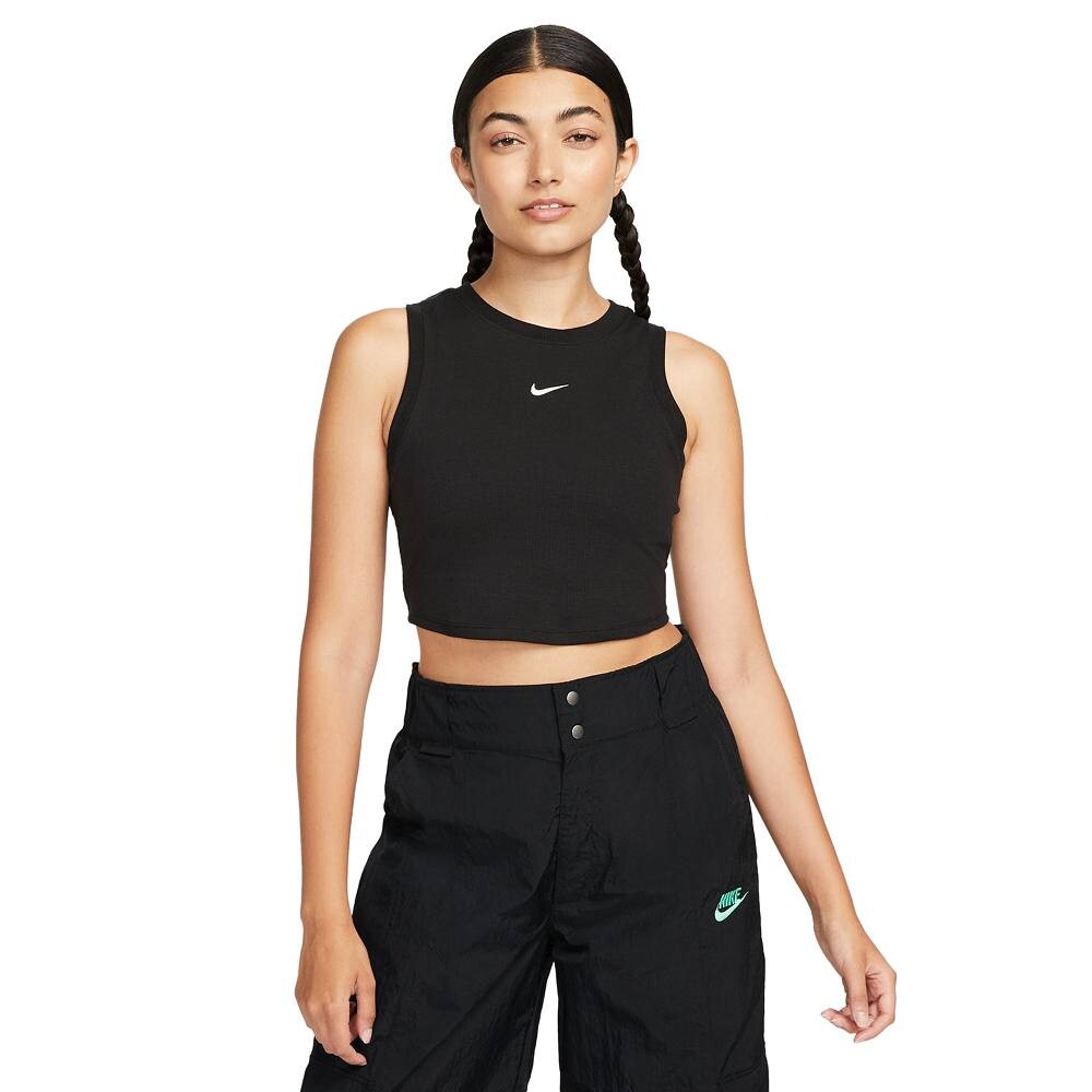 

Женская укороченная майка в рубчик Nike Sportswear Essentials, черный