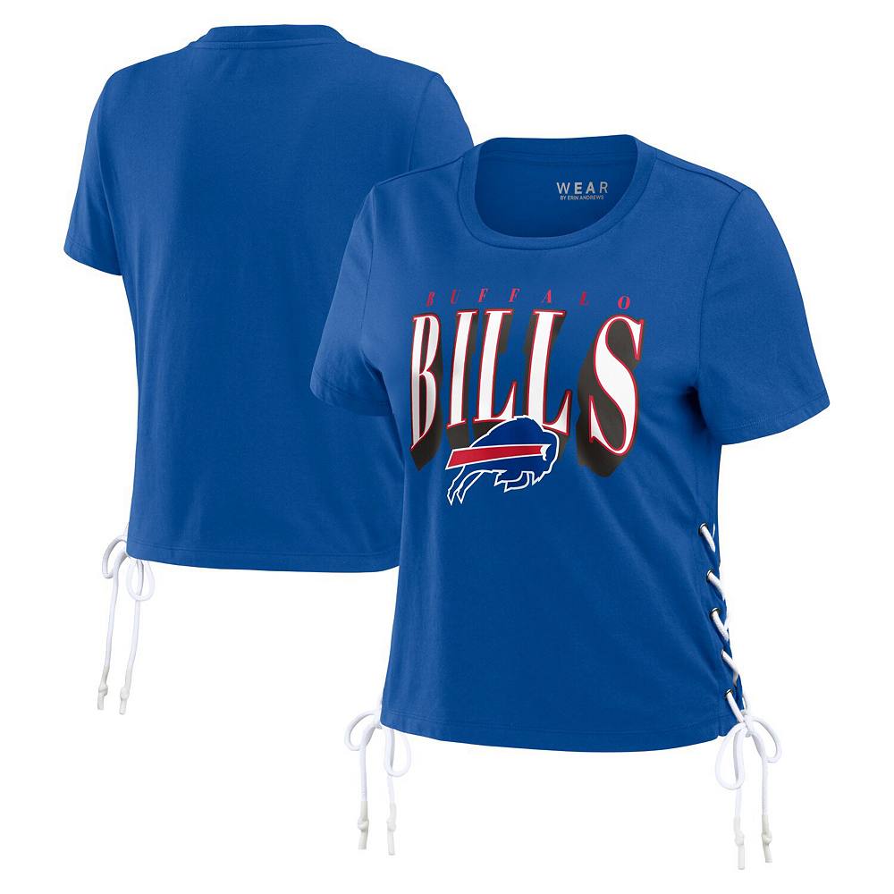 

Женская WEAR by Erin Andrews Скромная укороченная футболка Royal Buffalo Bills со шнуровкой по бокам, цвет Bil Blue