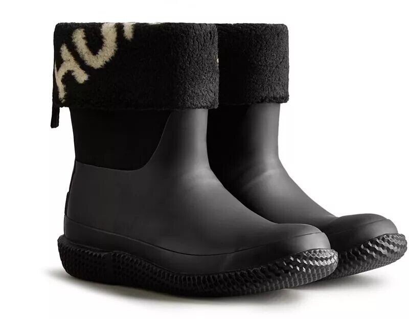 Hunter Boots Женские водонепроницаемые ботинки из веганской овчины с закругленным верхом и логотипом — фото 4
