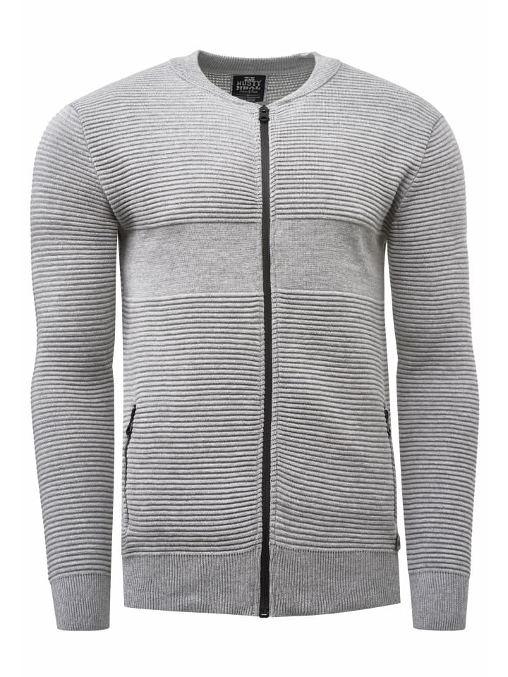 

Вязаная куртка с застежкой-молнией в рубчик серого цвета Rusty Neal