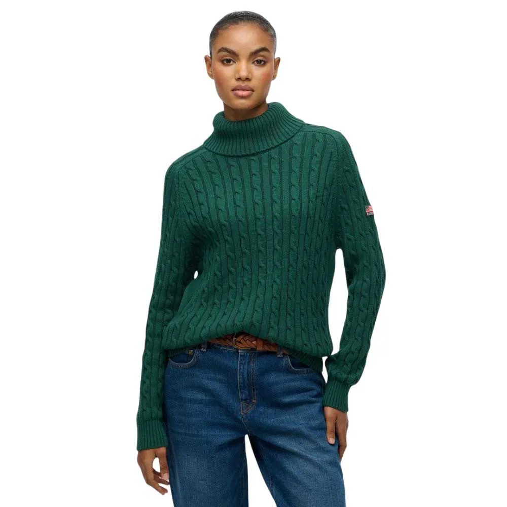 

Свитер Superdry Slouchy Cable high neck, зеленый