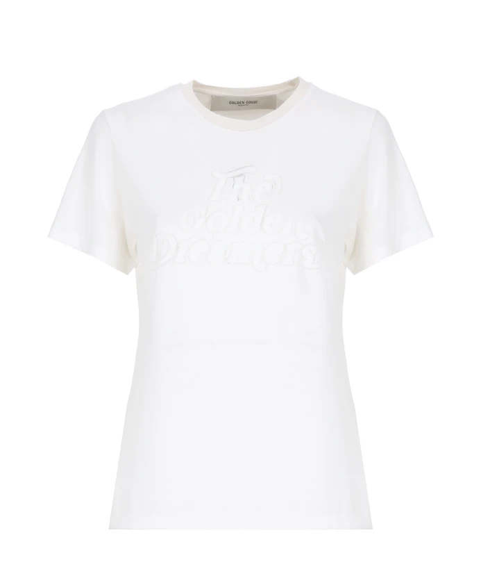 

Хлопковая футболка Icons с логотипом. Golden Goose, бежевый