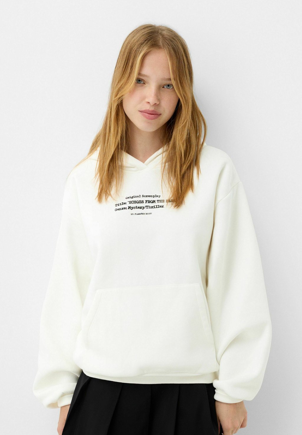 

Толстовка с капюшоном Bershka, белый