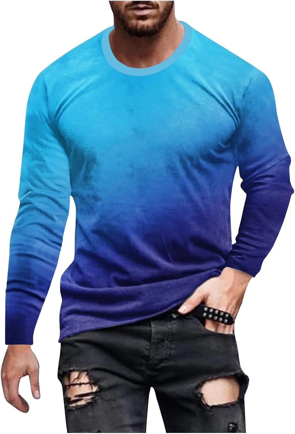 

Футболка Muscularfit с длинным рукавом, градиент, свободный крой