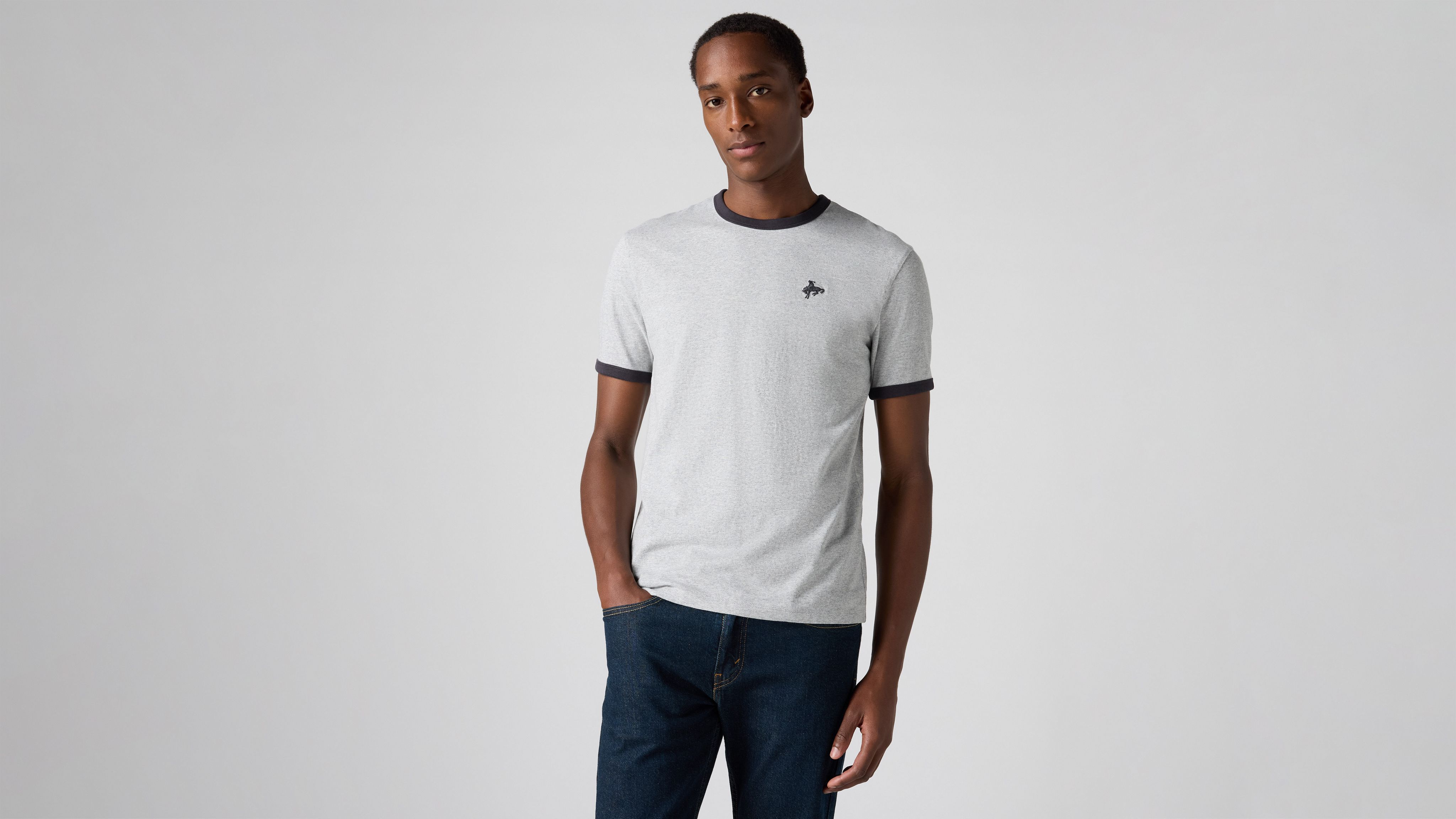 

Футболка Ringer с вышивкой в стиле ретро Levi's, Medium Vintage Heather Grey - White