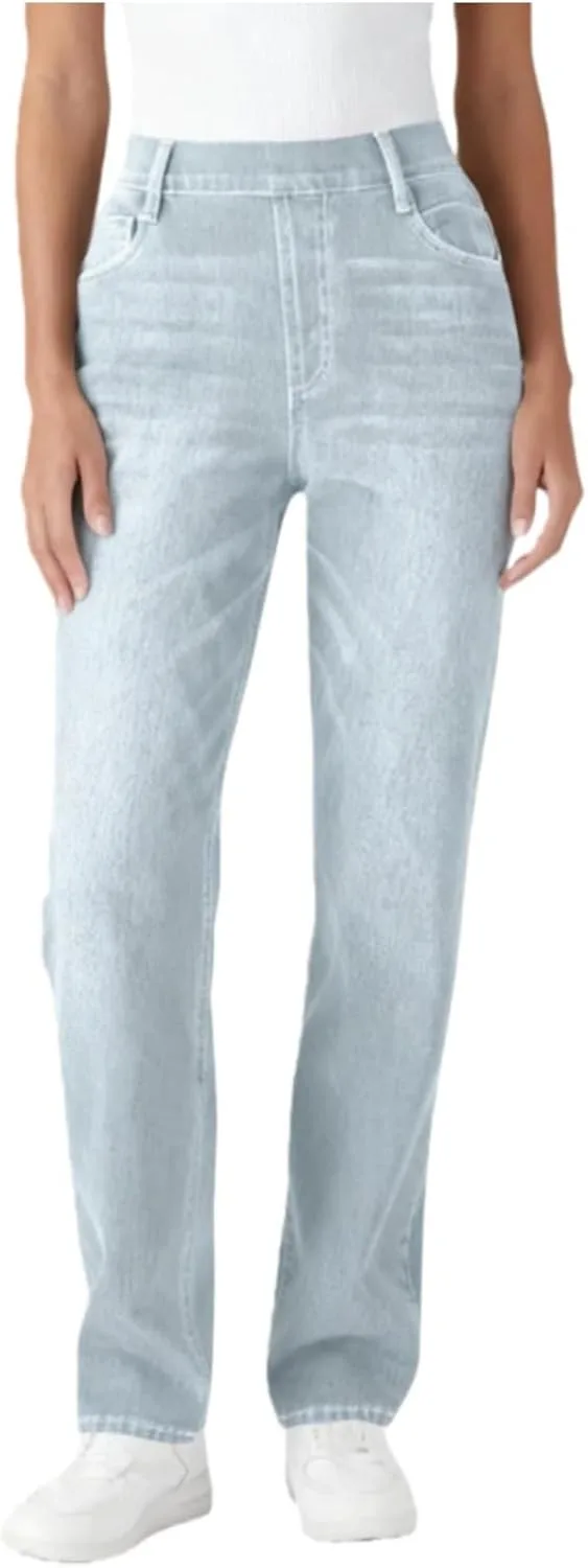 

Женские джинсы с эластичным поясом, прямые, на резинке