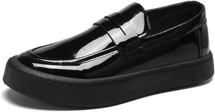 

Мужские повседневные туфли больших размеров - модные кожаные туфли с толстой подошвой, подходящие для повседневной жизни или работы Hoalox, черный