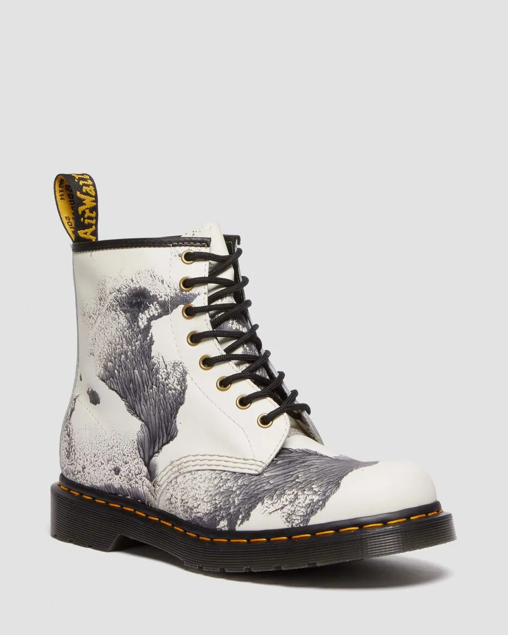 Ботинки кожаные Dr. Martens 1460 Tate Decalcomania, белый / серый