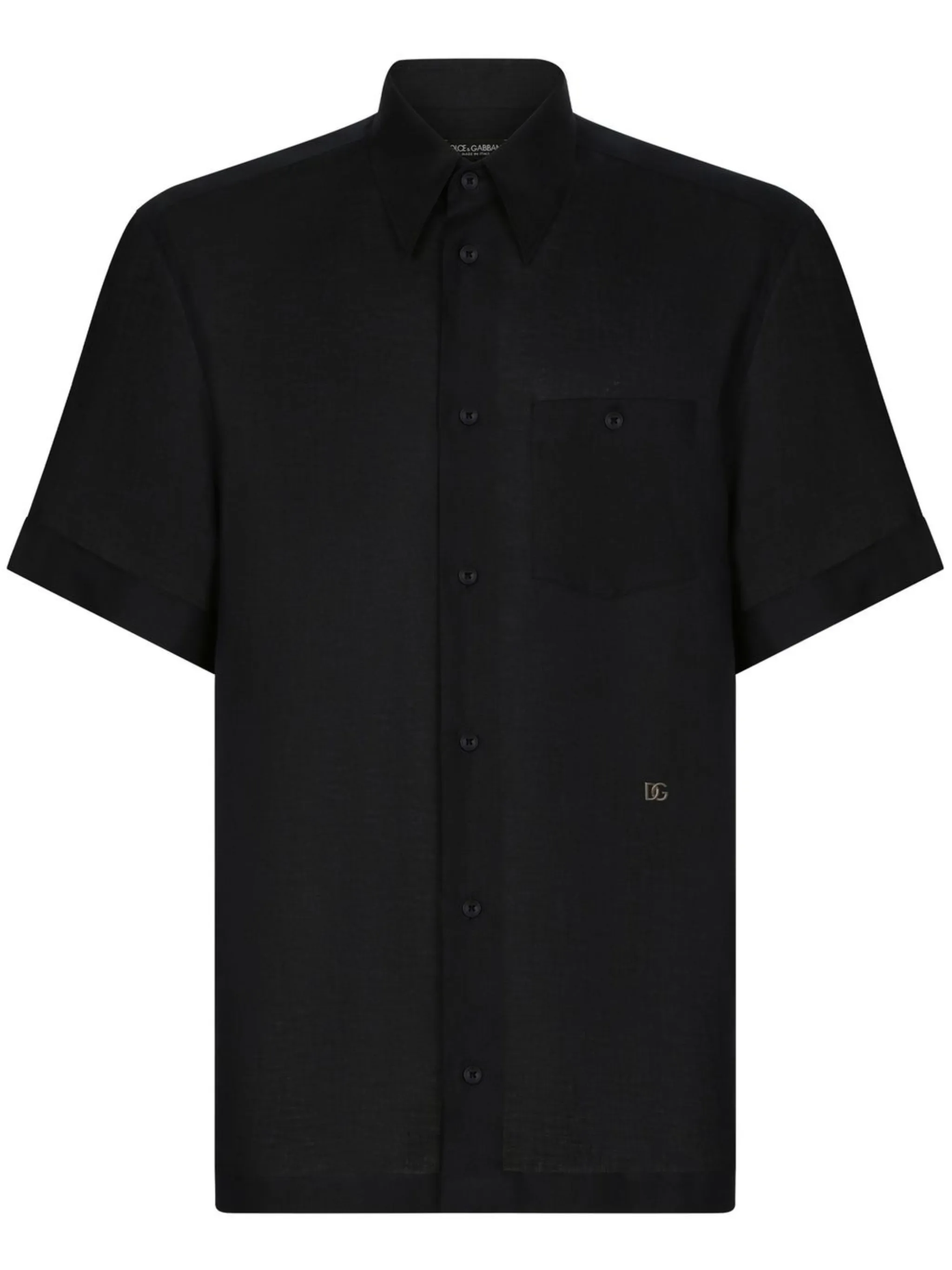 

Льняная рубашка с логотипом Dolce & Gabbana, черный