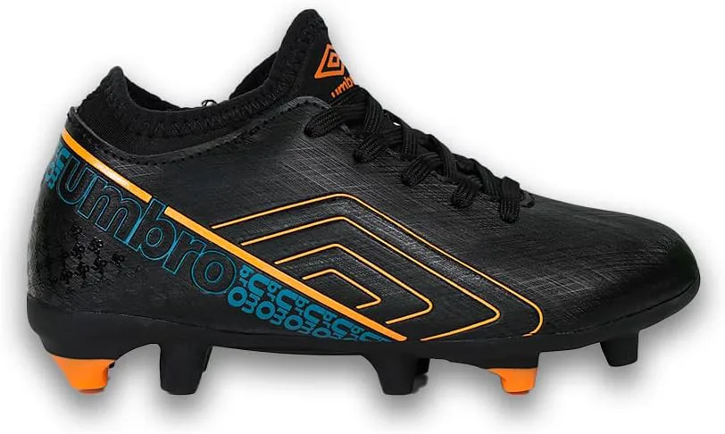 Футбольные бутсы Umbro Spirito для молодежи на твердое покрытие, черный/оранжевый/синий — фото 2
