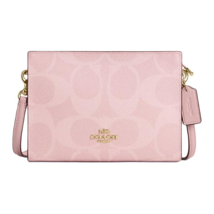 

COACH Маленькая женская сумка через плечо из лакированного полотна розовая