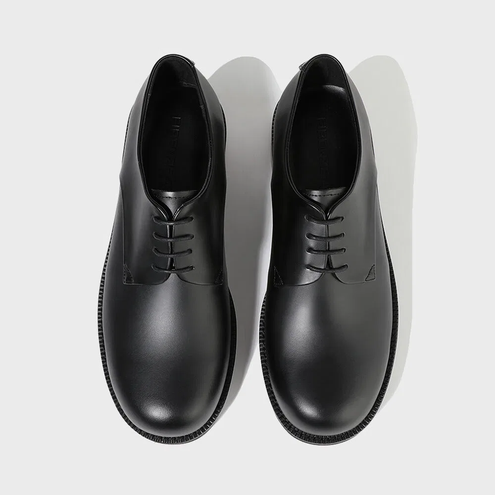 Мужские дерби Firenze.A Volume Round Toe с резиновой подошвой 4 см, чёрные