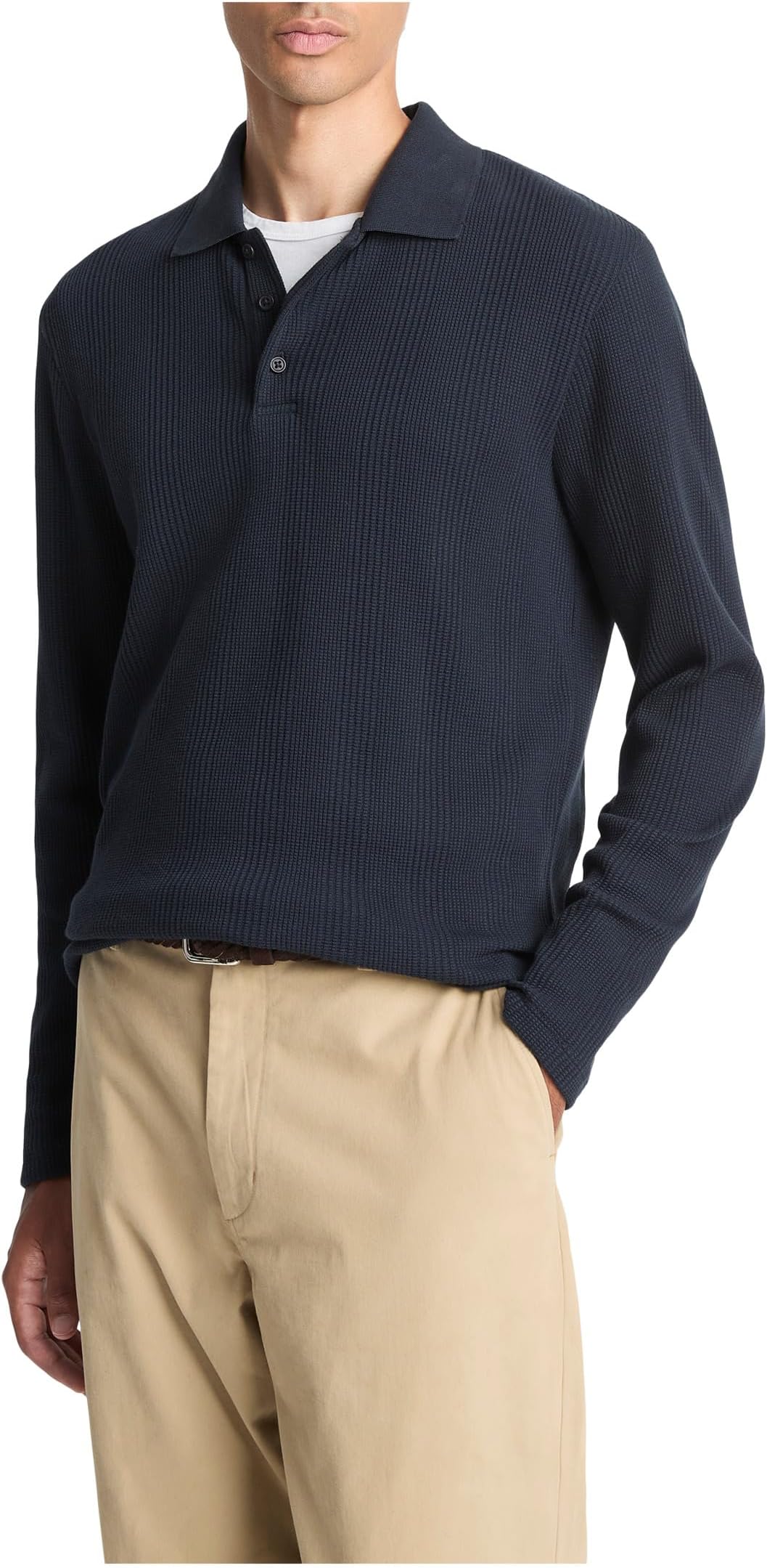 

Поло Vince Variegated Texture Long Sleeve Polo, цвет Coastal