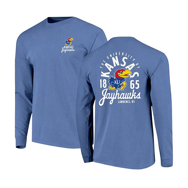 

Мужская футболка с длинным рукавом Kansas Jayhawks Comfort Colors с принтом талисмана Image One