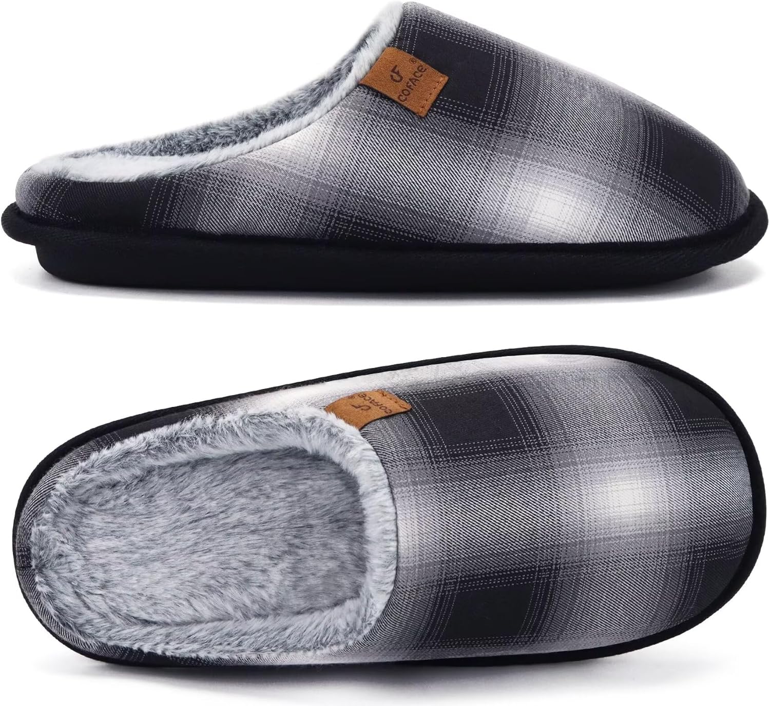 

Мужские уютные тапочки COFACE с амортизирующей мемори-пеной, удобные, с легким подскоком, теплые домашние/шлепанцы с поддержкой свода стопы, резиновая подошва, размер 7-15, черный/серый