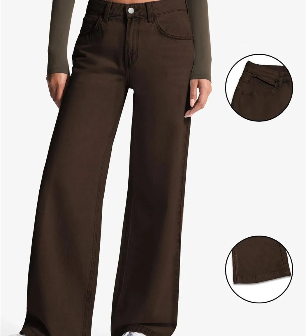 Женские джинсы Washed Wide Leg Classic Vintage Brown High Waist Stretch — фото 2