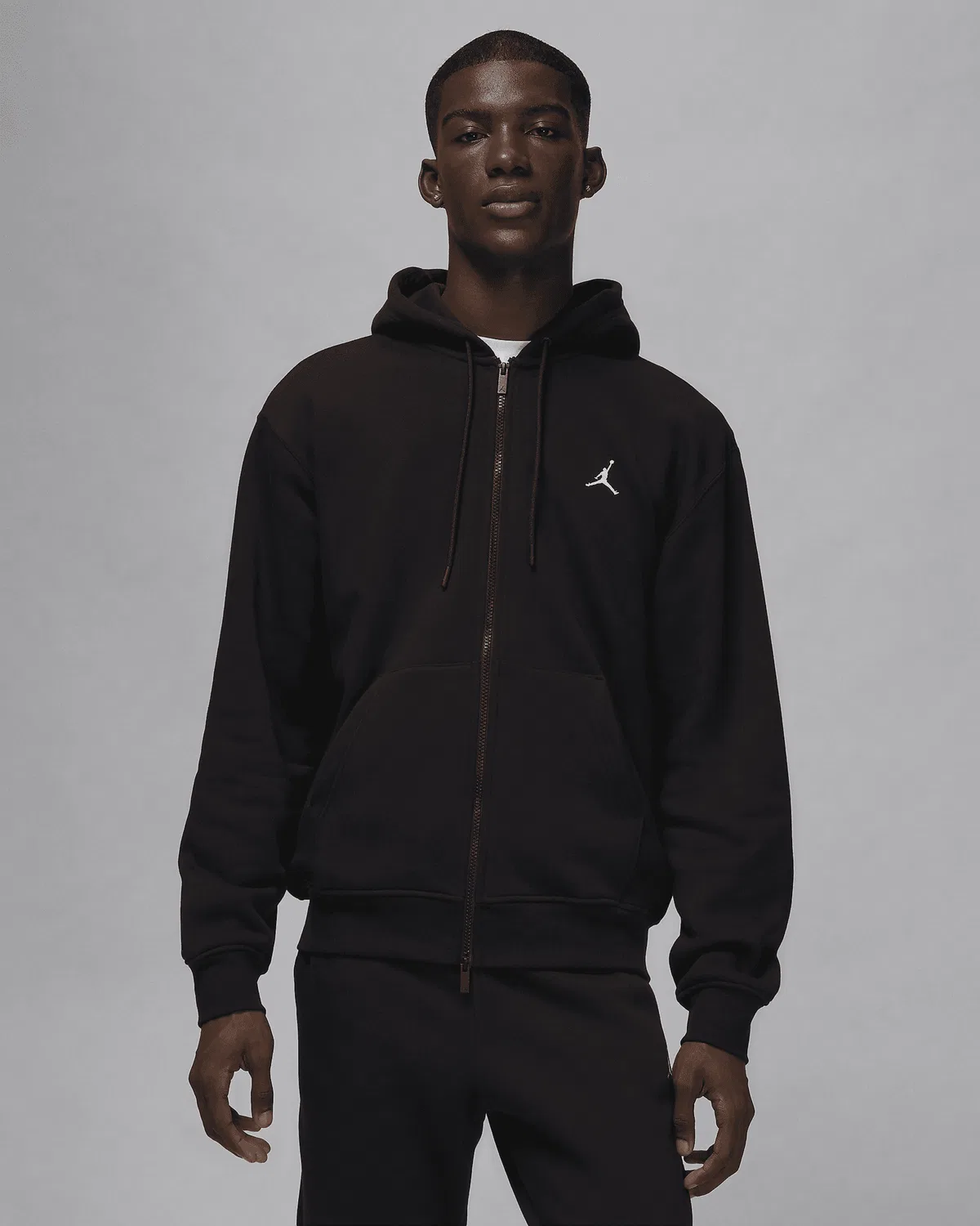 Мужская худи на молнии Jordan Brooklyn Fleece, Black/White