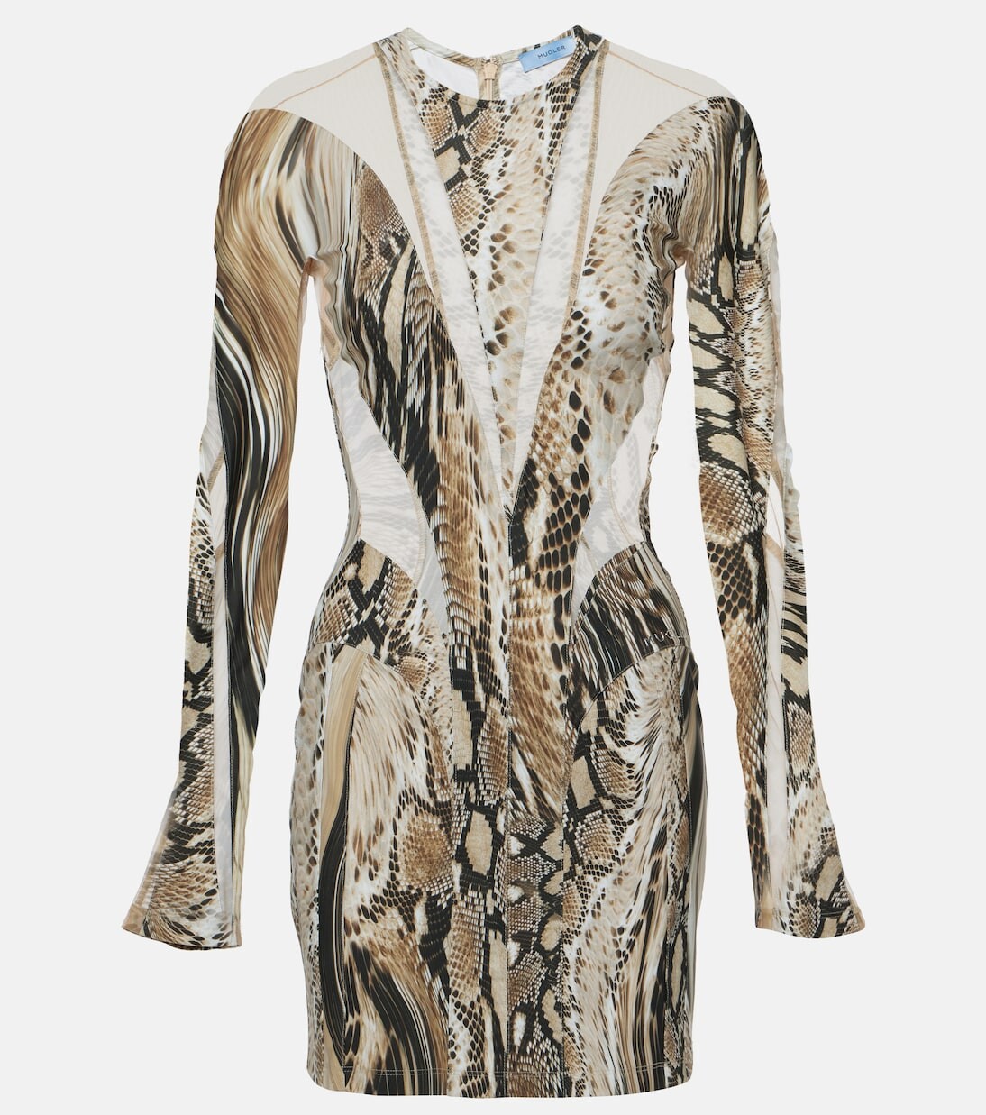 

Мини-платье из тюля и джерси со вставками Mugler, мультиколор