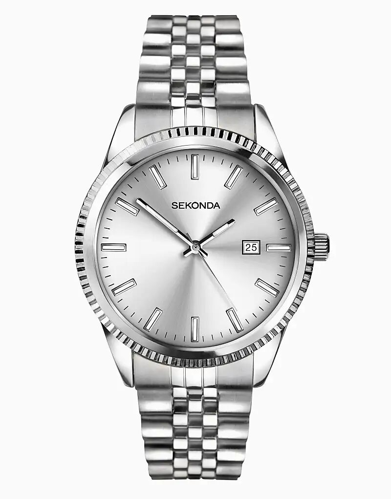 

Круглые серебряные часы Sekonda King 40 мм в серебряном корпусе