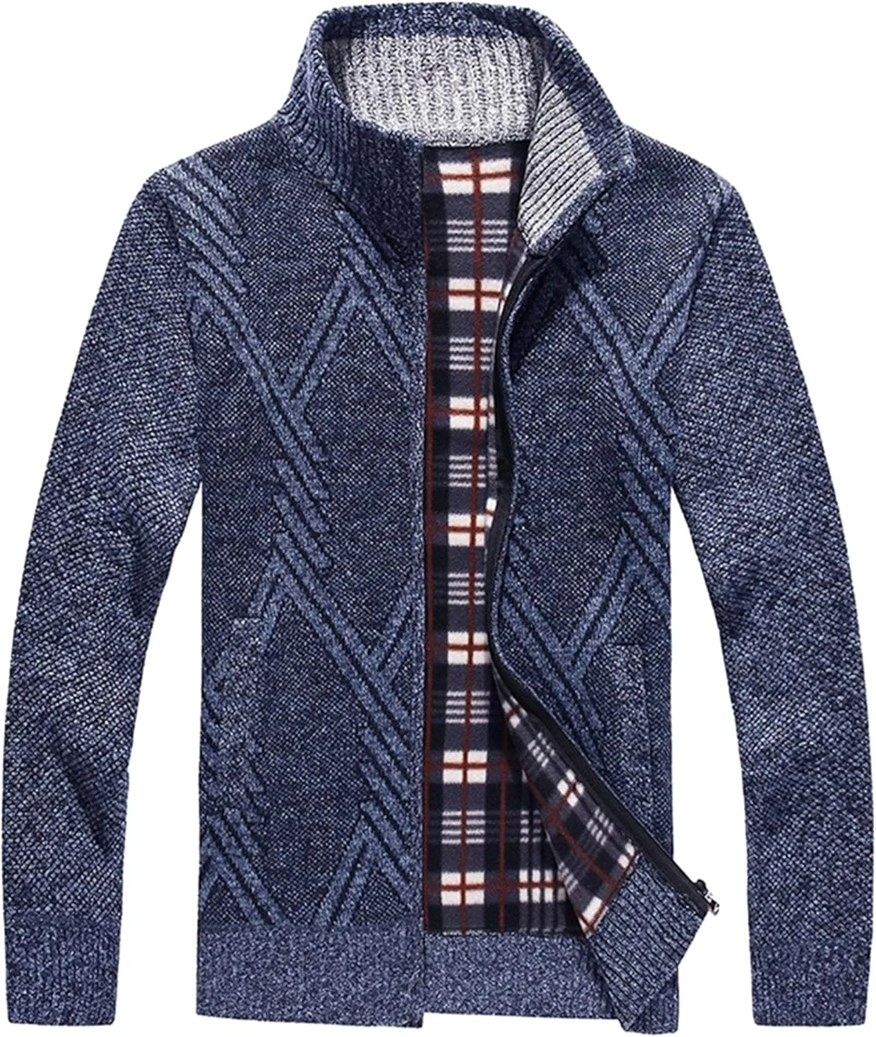 

Мужская толстовка на молнии Polar Fleece с карманами и воротником стойкой QOAAIE