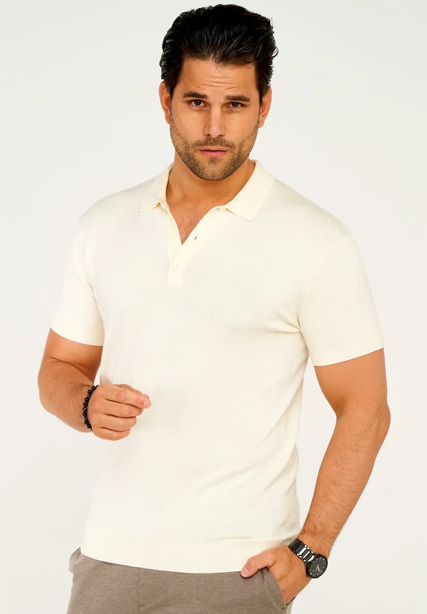

Рубашка-поло behype "KP-100 Knit Polo", классического дизайна, цвет Natur