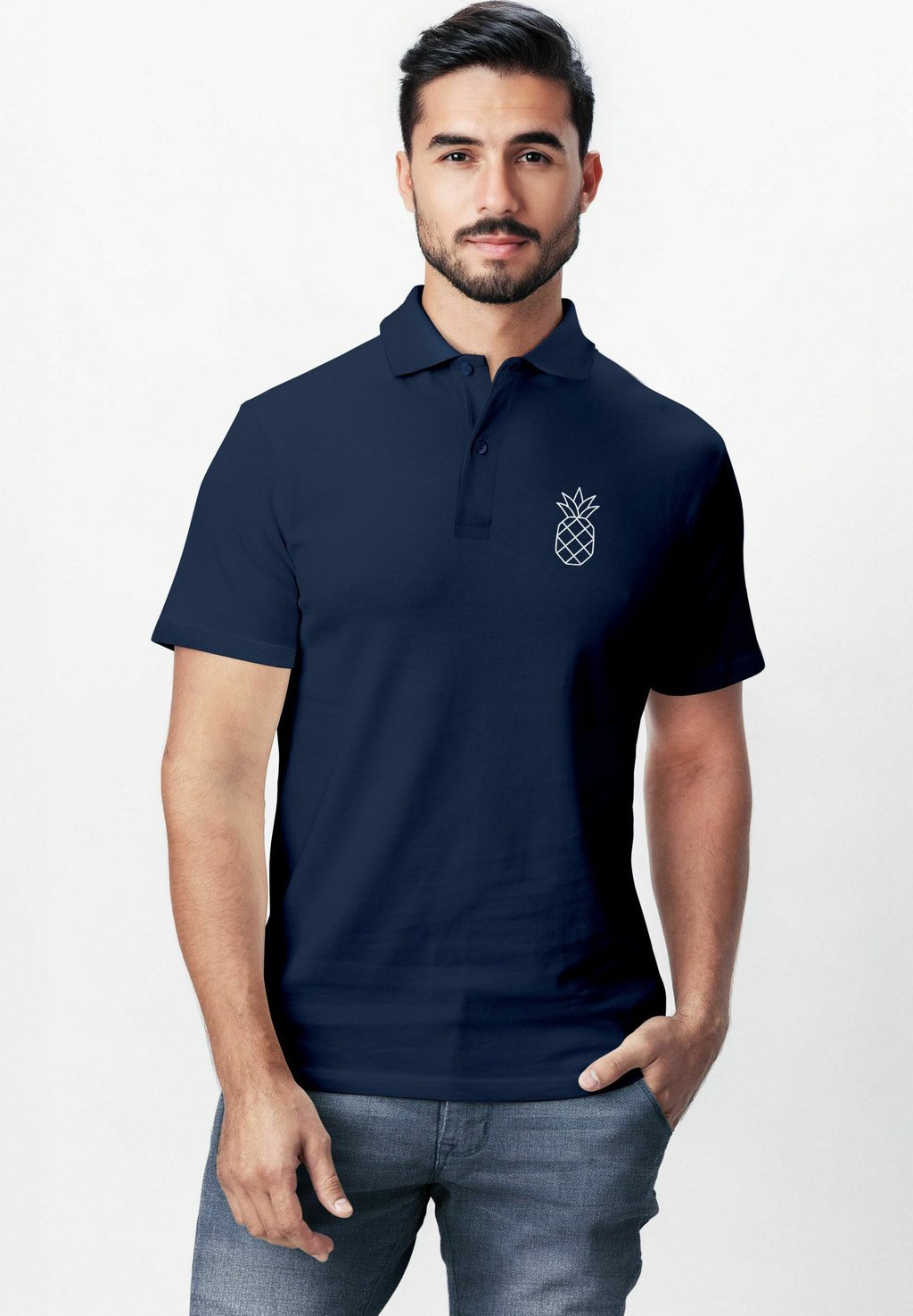 

Рубашка поло MIT GRAFIK – KURZARM MIT ANANAS LOGO Neverless, темно-синий