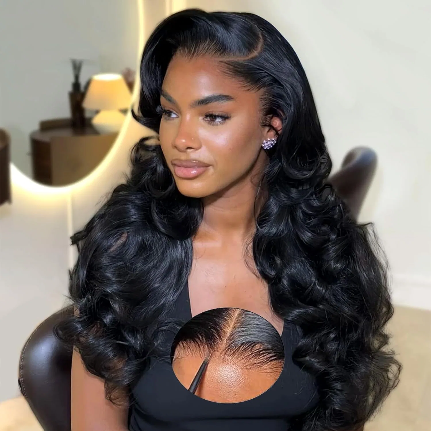 Женский парик из натуральных волос «Loose Body Wave» 6x6 HD Lace Closure Junemet, Natural Colour