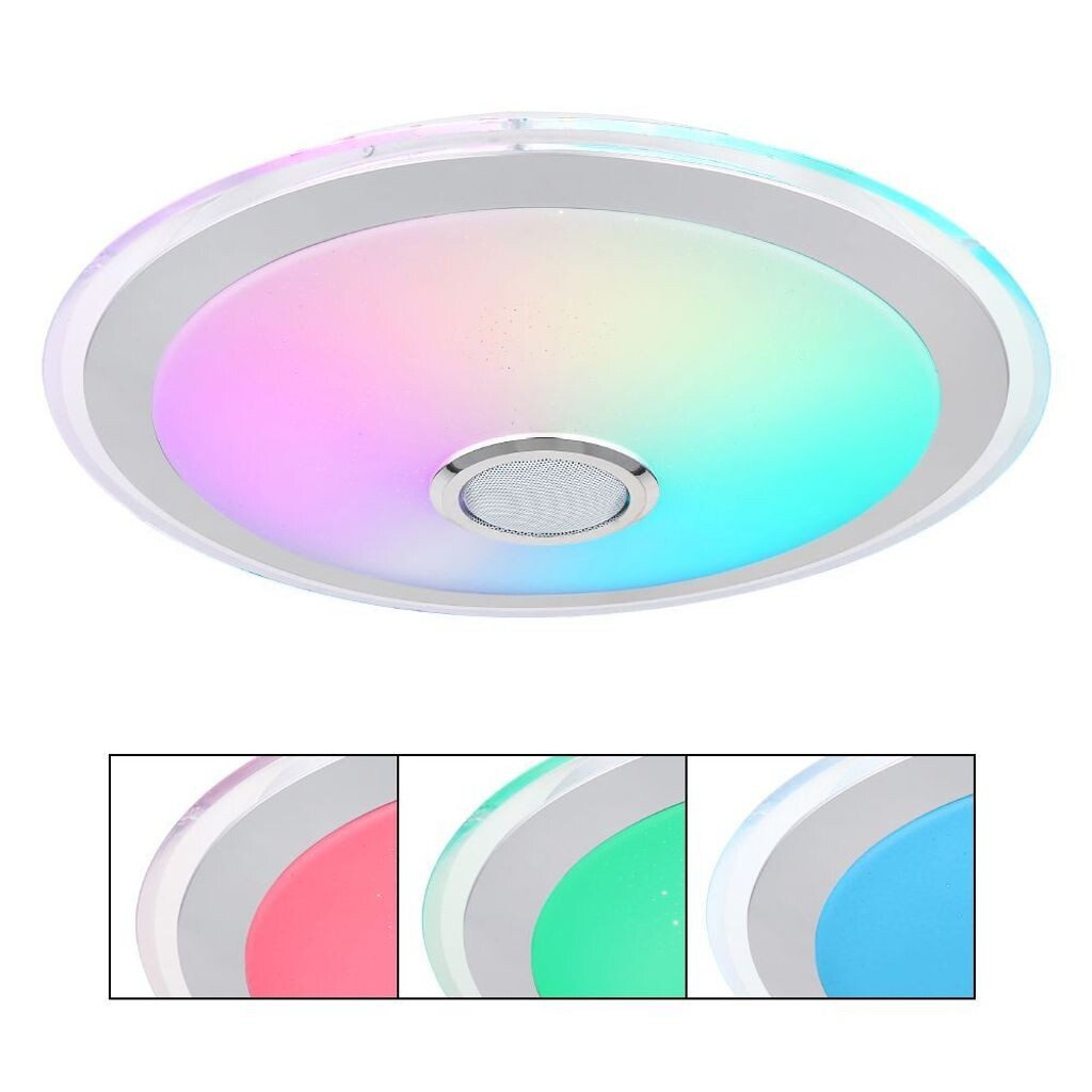 

[T] Потолочный светильник Globo Lighting металлический белый, хром, пластик опаловый с блестками, прозрачный, пластик серебристо-серый, с регулировкой яркости, несколько уровней с помощью настенного выключателя, фиксация цветов, переключатель цв...