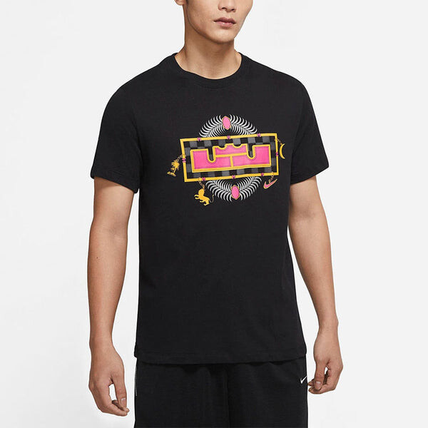 Футболка Nike LeBron Pattern Printing Round Neck Short Sleeve Black, мультиколор — фото 4