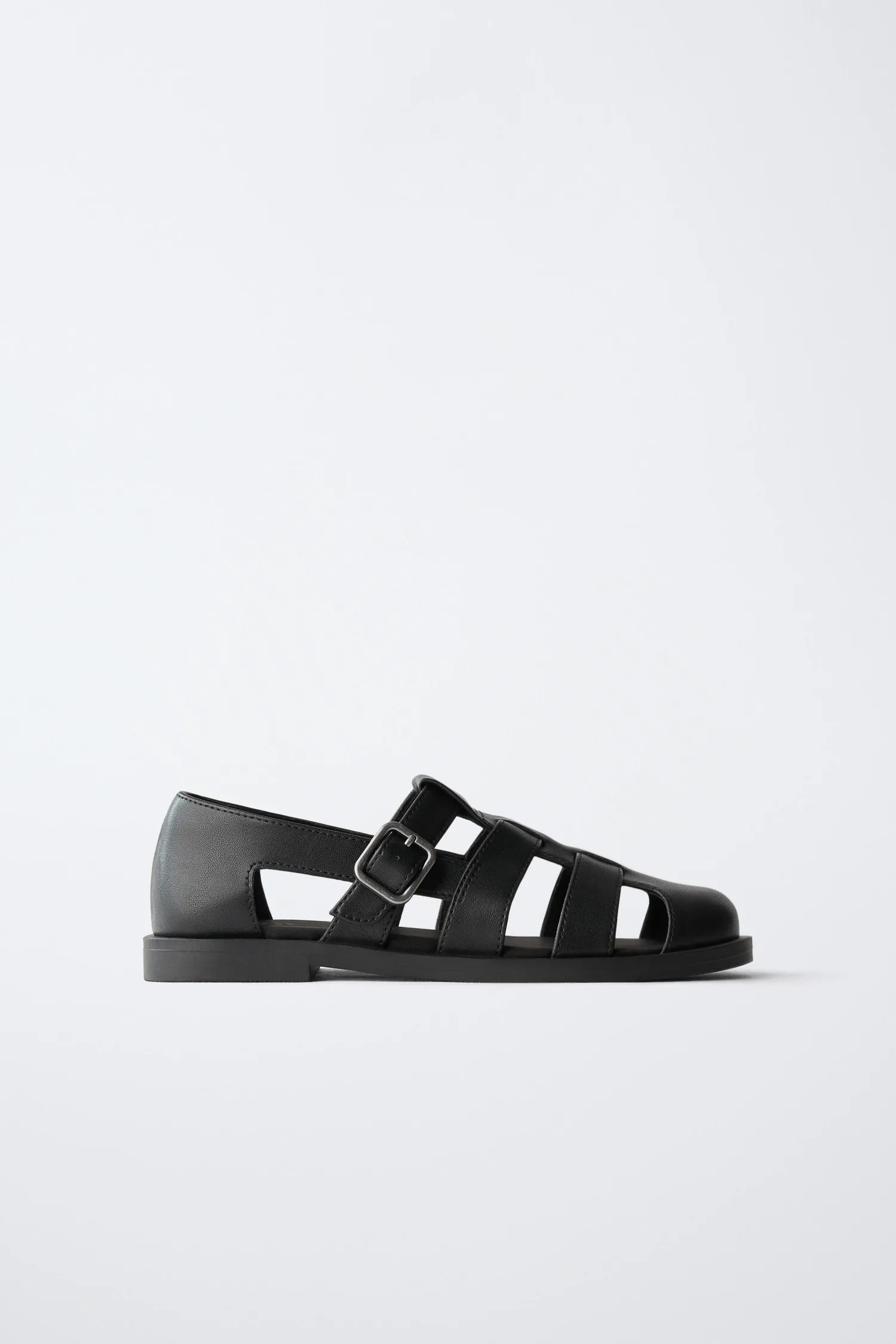 Сандалии с пряжками и клеткой Zara, черный
