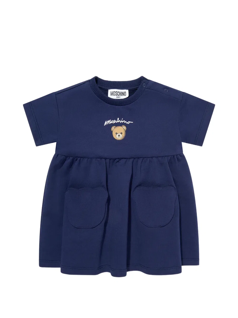 Платье с карманами и принтом под медведя Moschino Kids, синий
