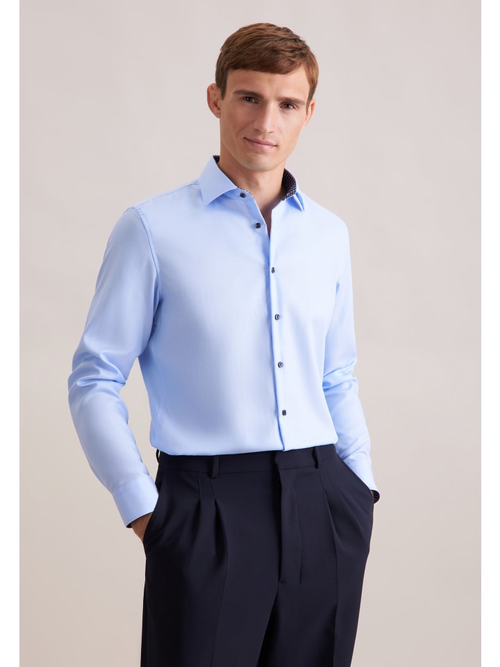 

Рубашка делового кроя среднего синего цвета Seidensticker