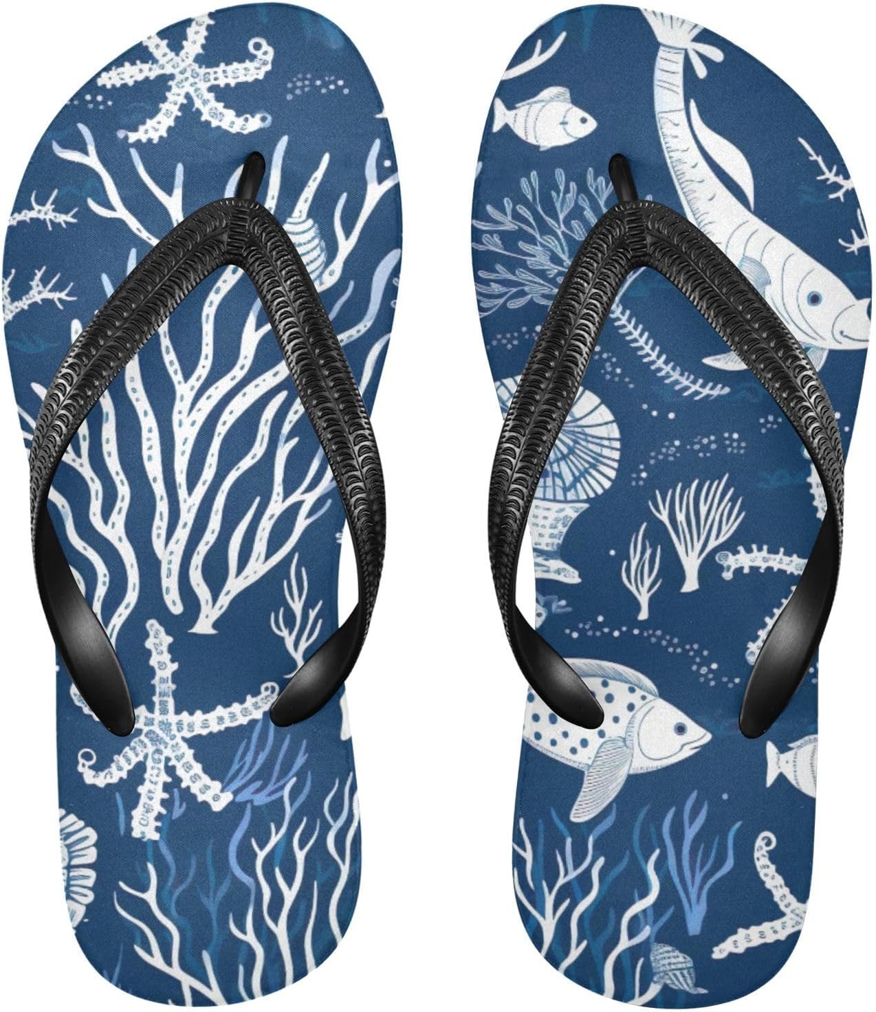 

Женские и мужские летние пляжные шлепанцы Coral Fish с синим верхом, для душа Kfbe