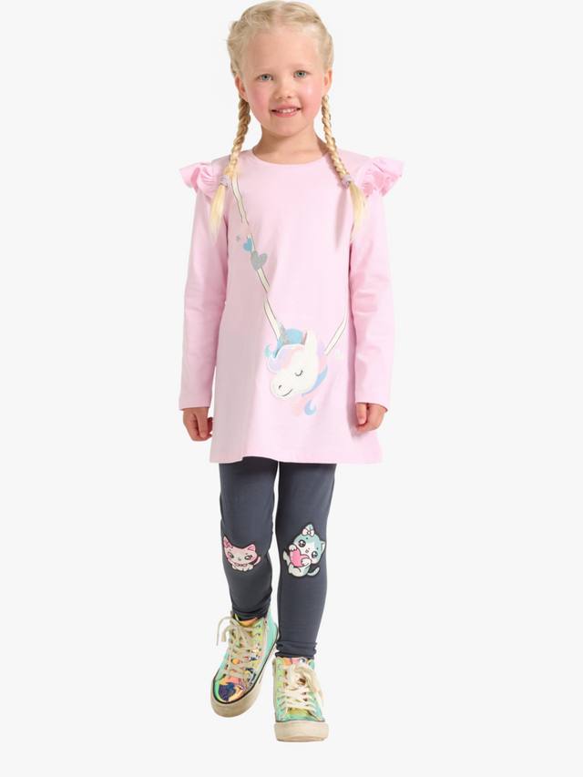 Детская хлопковая кофта с длинным рукавом и единорогом Lindex, Light Pink — фото 3