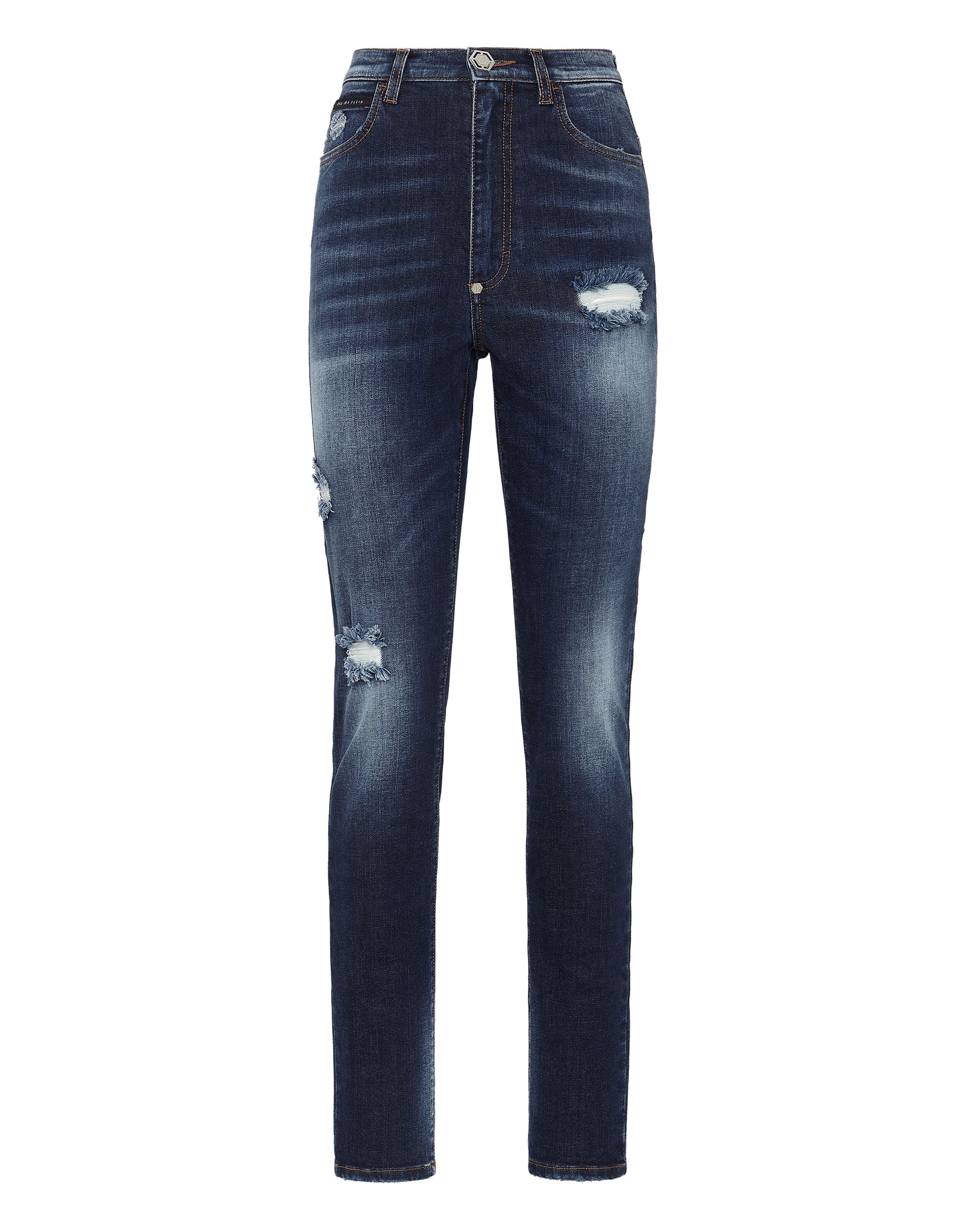 

Джинсовые брюки с супер высокой талией Jegging PHILIPP PLEIN, цвет blue ocean