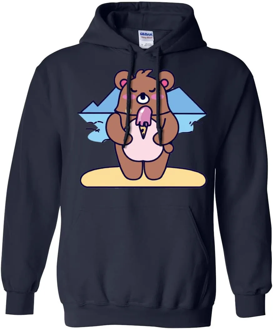 

Толстовка с капюшоном Dolphin Shirt Co Kawaii Grizzly Bear Eating Ice Cream