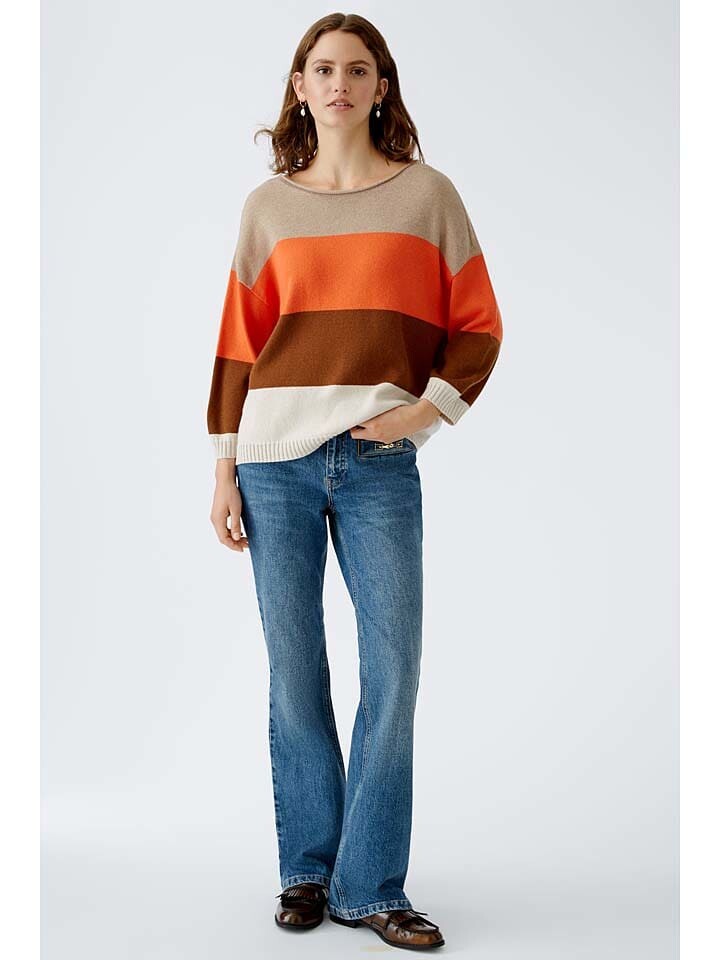 

Пуловер Oui Pullover, цвет Beige/Orange/Braun