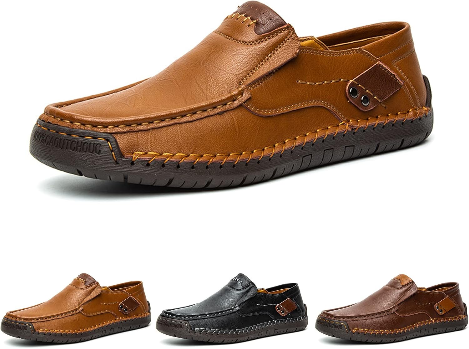 

Мужские повседневные кожаные лоферы с ручной строчкой, мокасины на подкладке, противоскользящие легкие гибкие туфли-слипоны для ходьбы и вождения, кроссовки-оксфорды Ugoselec, желтый