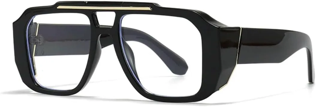 

Винтажные солнцезащитные очки с двойной перемычкой, квадратной формы, женские, модные градиентные, защита от УФ-излучения UV400, мужские TVTBBVV, Black Clear