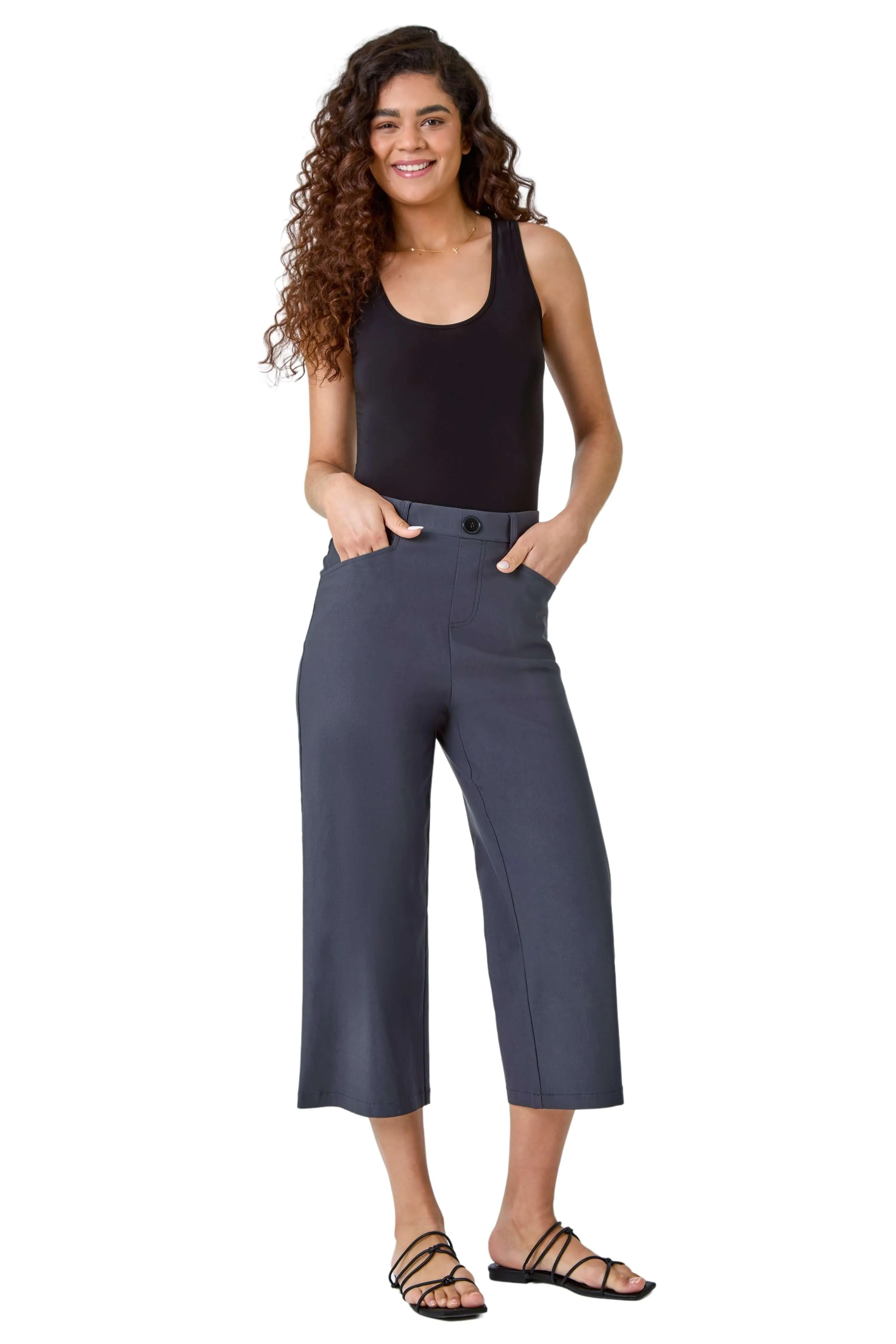 

Укороченные брюки-кюлоты стрейч Roman, серый