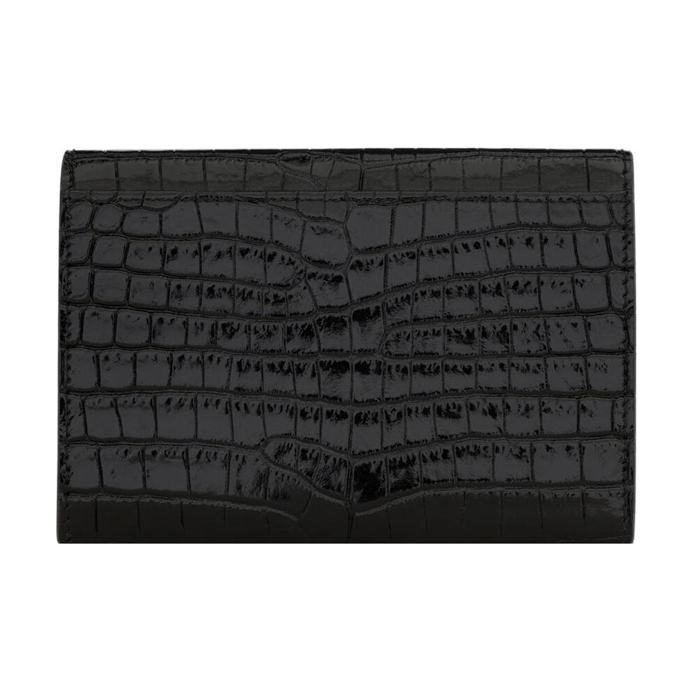 Saint Laurent Кошелек-конверт из коровьей кожи CASSANDRE, маленький, женский, черный — фото 3
