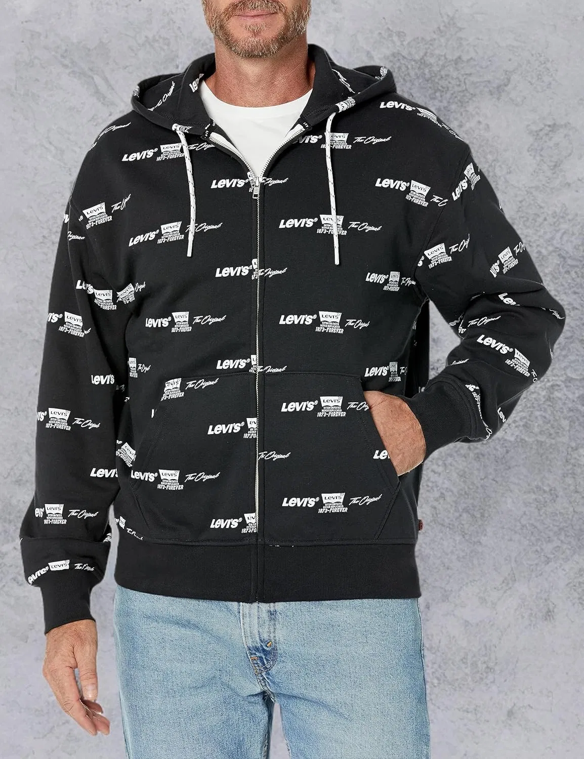 Толстовка Levi's с молнией для мужчин, Levis Triple Logo Caviar Print — фото 3